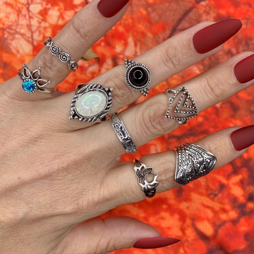 3/$10 NEW Boho Style Rings & MIDI Rings Design Mix / silver tone Bundle NWOT - Picture 5 of 7